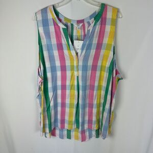 Crown & Ivy Women's Top Size 4X Colorful Plaid Sleeveless NEW